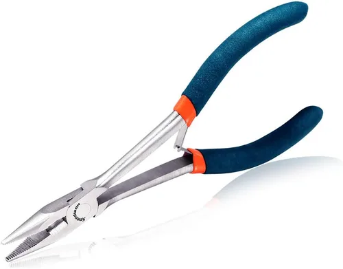 Miniatura 17 de SPEEDWOX Alicates de punta de aguja de largo alcance de 7 pulgadas con dientes, alicates de bucle de alambre de precisión extra largos para hacer