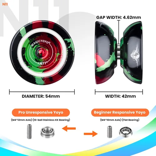 Miniatura 6 de MAGICYOYO N11 Yo-yo profesional de metal, yo-yo sensible y yo-yo no sensible de aleación para principiantes a jugadores avanzados, trucos de yo-yo