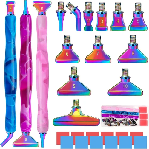 Miniatura 13 de Sttargxing Kit de 27 bolígrafos de pintura de diamante, 12 puntas de acero inoxidable con 12 arcilla, accesorios de pintura de diamante 5D, repuesto