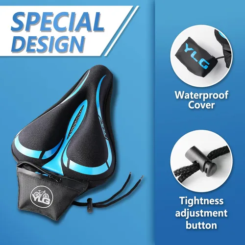 Miniatura 4 de YLG Funda de asiento de bicicleta, espuma viscoelástica y gel para asiento de bicicleta para hombres y mujeres, cómoda funda de asiento de bicicleta