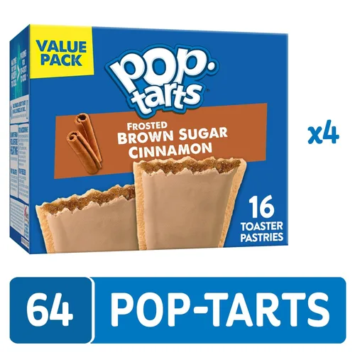Miniatura 5 de Pop-Tarts - Tostadas, alimentos para el desayuno, bocadillos para niños, paquete de valor, azúcar moreno con glaseado y canela (64 Pop-Tarts)