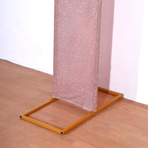 Miniatura 5 de Efavormart - Cubierta de telón de fondo de arco abierto de 7 pies, color oro rosa brillante, de elastano, con doble cara en forma de U, para arco