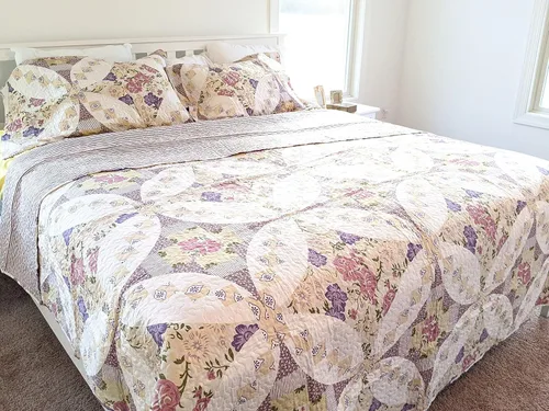 Miniatura 2 de DaDa Bedding Cottage - Juego de colcha floral rosa malva – Colcha acolchada reversible ligera transpirable con fundas de almohada – Jardín