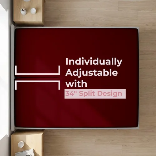 Miniatura 5 de Sábana bajera ajustable con parte superior dividida para camas ajustables, 100% algodón Giza, cabeza flexible de 34 pulgadas, tamaño King, 1 pieza