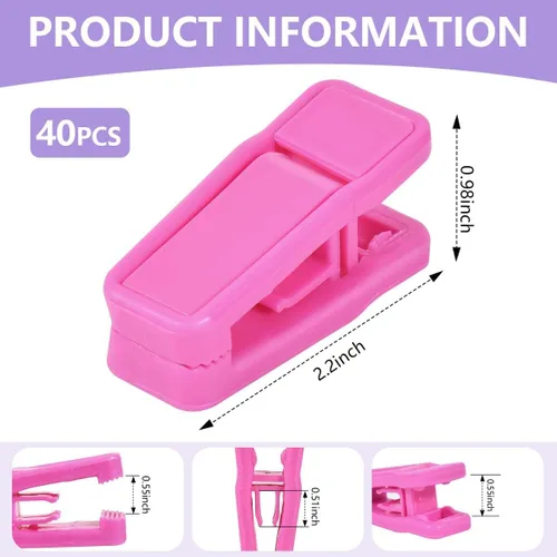 Miniatura 2 de KISEER Juego de 40 pinzas de plástico para colgar el bebé, juego de pinzas para colgar ropa de terciopelo (rosa)