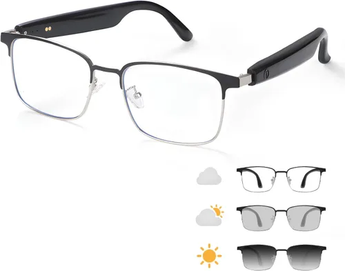 Miniatura 9 de Lentes inteligentes para hombres y mujeres, gafas Bluetooth con lentes fotocromáticas, micrófono y altavoces integrados, IPX5 impermeable, asistente