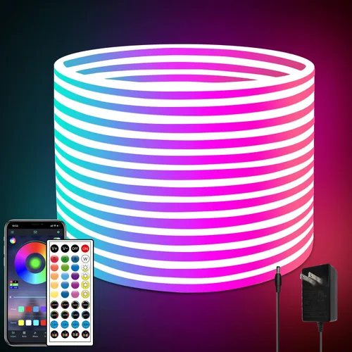 Miniatura 9 de segrass Cuerda de luz de neón de 16.4 pies, cuerda de luces LED flexible con control por aplicación/control remoto, luces de cuerda de múltiples