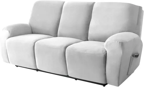 Miniatura 11 de Funda elástica para sofá reclinable, fundas de terciopelo para sillas reclinables de 3 cojines, 8 piezas, fundas protectoras para muebles