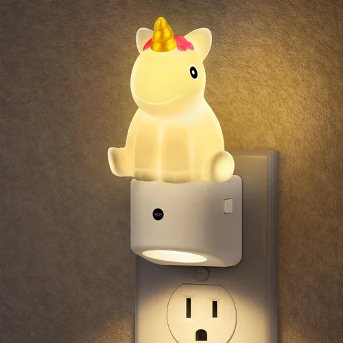 Miniatura 20 de Luces nocturnas de búho enchufables a la pared, bonita luz nocturna para niños, luz nocturna LED de 8 colores con sensor de atardecer a amanecer