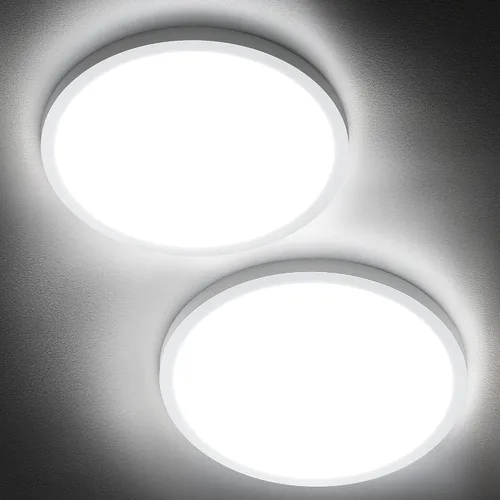 Miniatura 7 de SunRider Lámpara LED de techo empotrada, 3000 K, blanco cálido, 2400 lm, luces de techo planas redondas de 12 pulgadas y 24 W, equivalente a 240 W