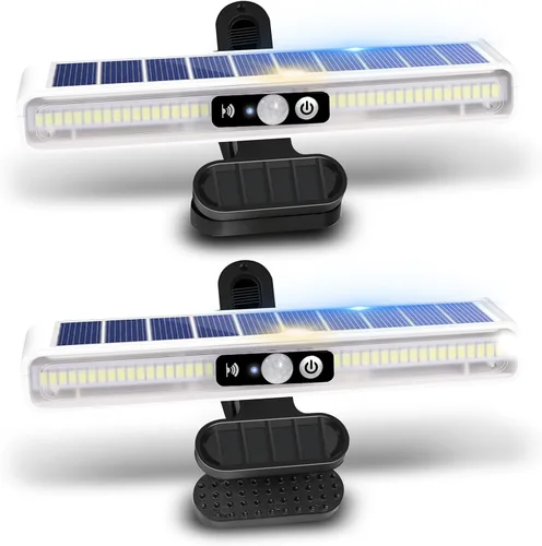 Miniatura 11 de Luces solares de movimiento con clip para exteriores, impermeables, paquete de 2 luces con sensor de movimiento para exteriores con 36 LED, 3000 K