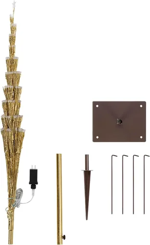 Miniatura 8 de Alpine Corporation Árbol de Navidad artificial festivo para interiores y exteriores de 53 pulgadas de alto con luces LED blancas cálidas, dorado