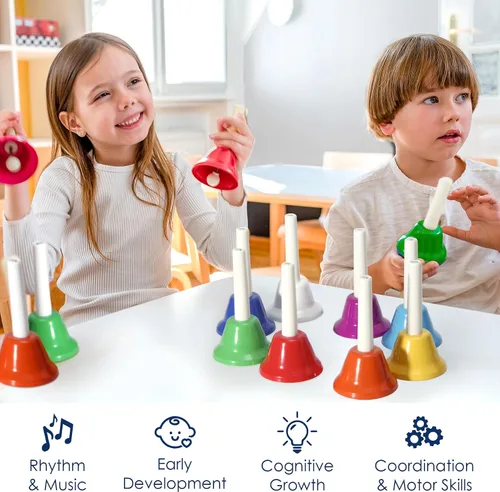 Miniatura 3 de MINIARTIS Campanas de Mano para Niños Juguetes Musicales Educativos para Niños Pequeños Juego de Campanas de Mano Coloridas de 8 Notas