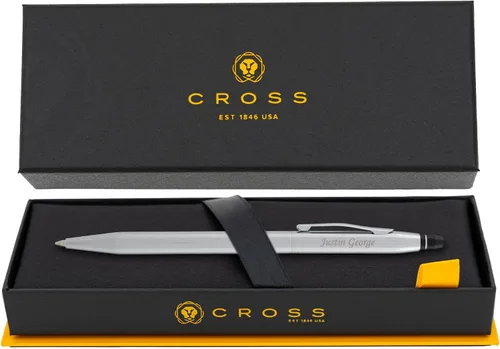 Miniatura 8 de Bolígrafo grabado Cross Clic, rojo carmesí con borde cromado, grabado plateado en la tapa, barril delgado, regalo para graduación, avance