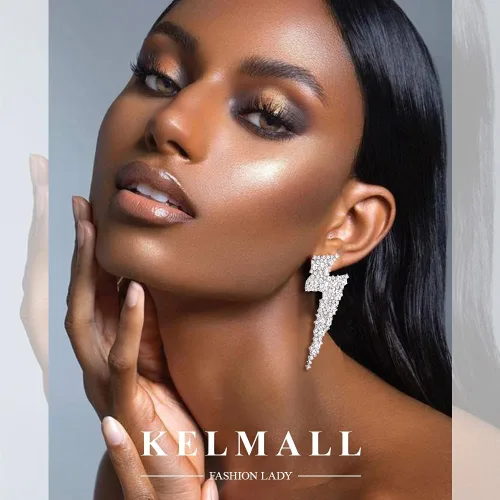 Miniatura 2 de Aretes colgantes de cristal con perno de relámpago aretes llamativos para mujer colección KELMALL
