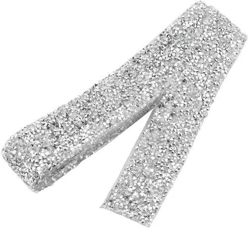 Miniatura 2 de Tiras de diamantes de imitación de cristal de 1.2 pulgadas de ancho de 2 yardas de cinta de diamante, parche de pegamento decorado con red