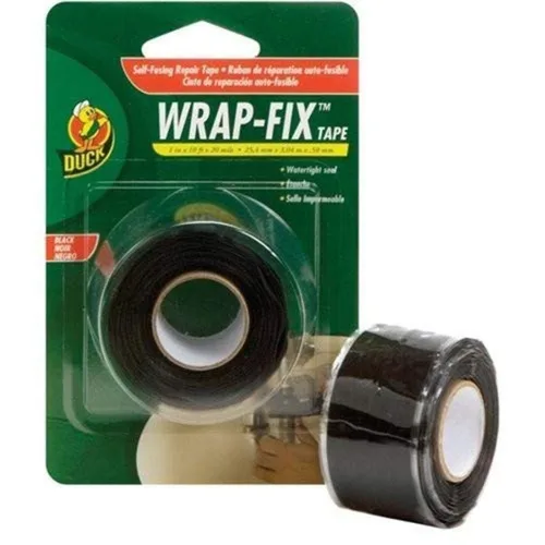 Duck Brand Wrap-Fix - Cinta de reparación, 1 pulgada por 10 pies, rollo individual, color negro (442055)