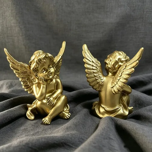 Miniatura 6 de Artgenius Figura de ángel pequeña de 4 pulgadas, figuras y estatuas de ángel doradas, escultura de ángel decorativa moderna para el hogar, oficina