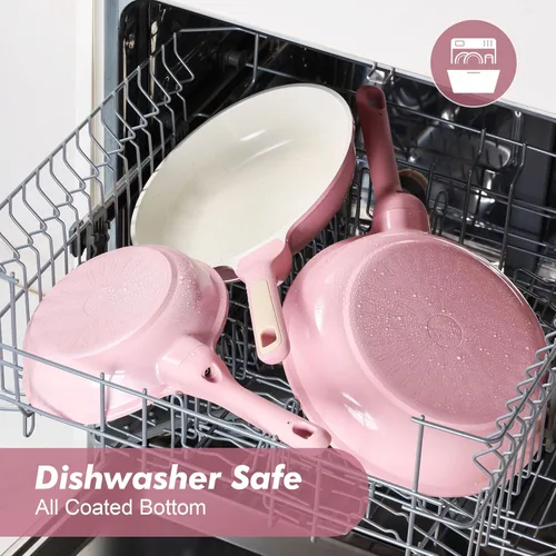 Miniatura 4 de SENSARTE Sartén antiadherente de cerámica de 8 pulgadas, sartén saludable no tóxica, sartén para tortilla compatible con inducción con mango Rosa