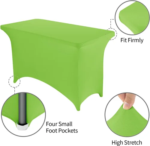 Miniatura 3 de Peomeise - Funda de mesa de elastano de 4 pies, mantel rectangular elástico de elastano (verde manzana, 4 pies)