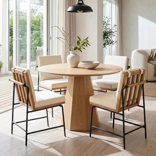 Miniatura 7 de Juego de 2 sillas de comedor modernas, tapizadas de piel sintética con marco de metal, cómodas sillas auxiliares de mediados de siglo para comedor