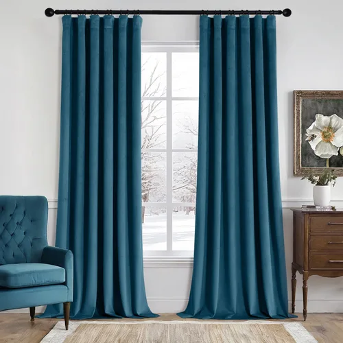 Miniatura 37 de MIULEE Cortinas de terciopelo de 84 pulgadas de largo, juego de 2 paneles para dormitorio, con pestaña trasera plisada, de lujo, aislamiento