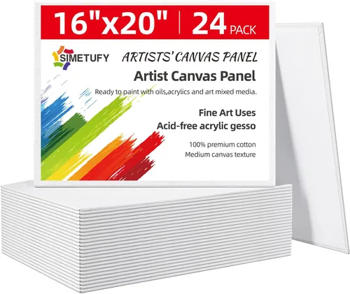 Miniatura 12 de Simetufy Paquete de 24 Tableros de Lienzo Grandes de 12 x 16 Pulgadas para Pintar - Paneles de Lienzo de Algodón 100% Imprimados con Gesso Libres