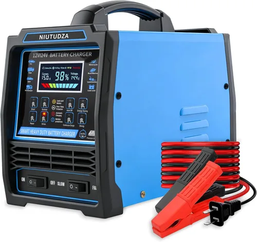 Cargador de batería de coche resistente, mantenimiento de batería automático de 12 V/24 V 0-15 A, cargador inteligente de goteo con apagado