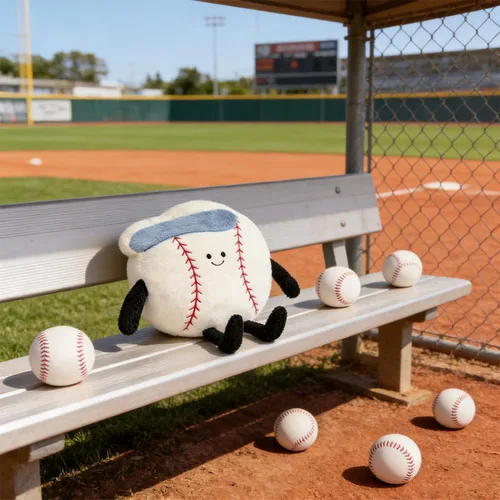 Miniatura 3 de Linda Almohada de Béisbol Suave Animal de Peluche de Béisbol Almohadas Deportivas, 17.7" Regalos de Juguete de Peluche Únicos para Adolescentes