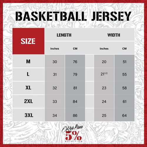 Miniatura 8 de 5% Nutrition Rich Piana Love It Kill It - Camiseta de baloncesto roja y negra