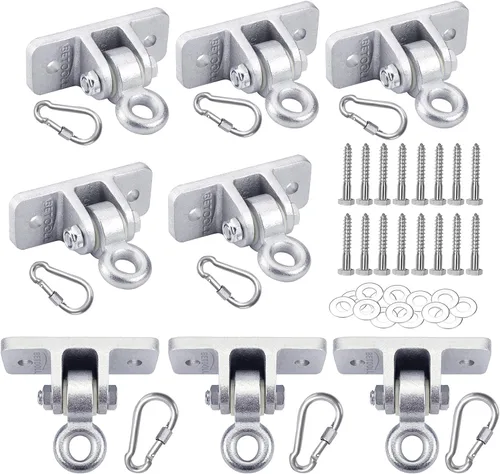 Miniatura 8 de BETOOLL HW9015 Set de 2 colgadores resistentes para hamaca para sets de madera, parque infantil, porche, interior, exterior y ganchos de cierre