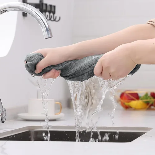 Miniatura 630 de Kitinjoy - Paños de cocina de 100 % algodón, tela de tejido gofrado, paño de limpieza ultrasuave, absorbente y de secado rápido. Beige