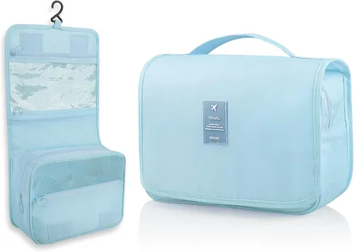 Miniatura 14 de Neceser colgante, organizador de viaje de gran capacidad para artículos de tocador, tela Oxford impermeable, bolsa de cosméticos de viaje con gancho