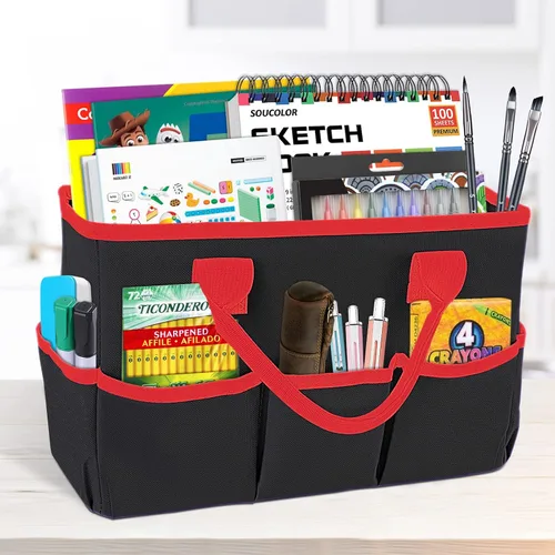 Bolsa de escritorio y organizador, bolsa de ayuda para profesores para arte, libros, papelería, organización de escritorio de oficina,