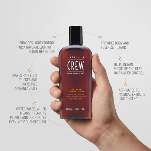 Miniatura 3 de American Crew Loción para textura de cabello para hombre, ligera, sujeción ligera para cabello fino y fino, acabado natural y bajo brillo, 8.4 onzas