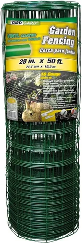 YARDGARD Valla de alambre soldada de malla de 4 pulgadas a 1 pulgada - 28 pulgadas x 50 pies. Acero galvanizado recubierto de vinilo calibre 16 -
