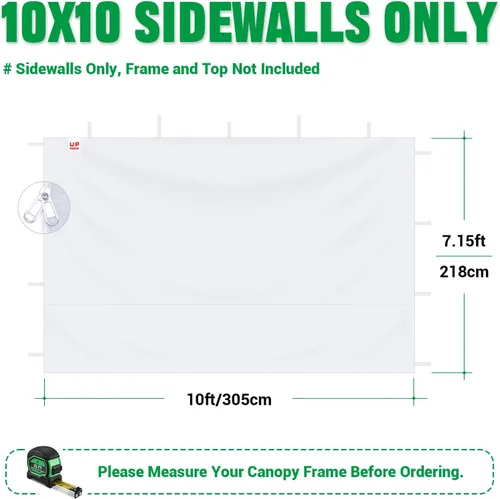 Miniatura 2 de Acepic Paredes laterales de 10 x 10 pies con puerta para marco de toldo desplegable, material impermeable de protección UV para eventos al aire Negro