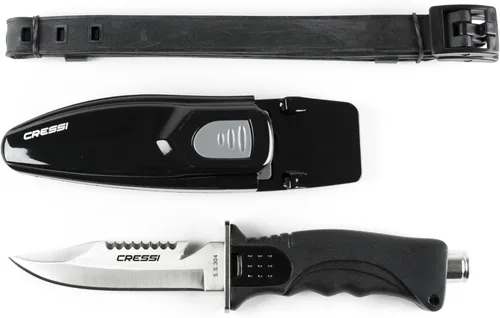 Cressi Skorpion, cuchillo de hoja de acero inoxidable templado ideal para buceo y pesca submarina - Punta puntiaguda y roma