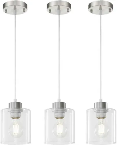Miniatura 9 de 1 lámpara colgante de isla de cocina, moderna lámpara colgante de granja, lámpara de techo negra ajustable de 39 pulgadas para comedor, base E26