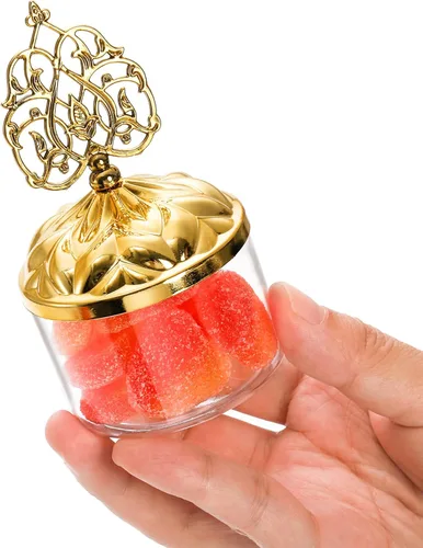 Miniatura 3 de Paquete de 24 cajas de regalo transparentes rellenables con tapas de cúpula dorada, caja de dulces de plástico en forma de cúpula de boda