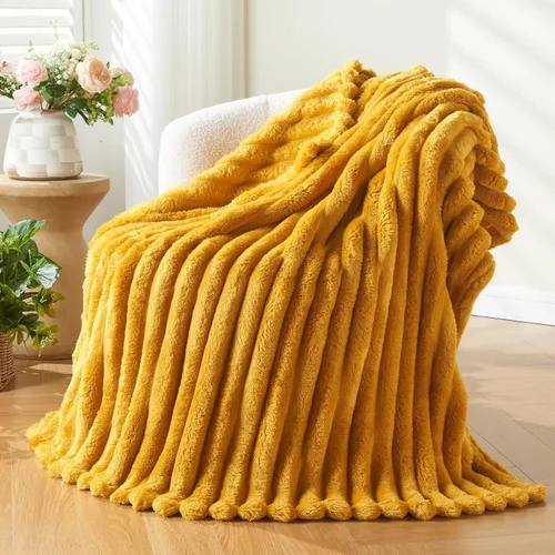 Miniatura 99 de NEWCOSPLAY Manta de Tiro Súper Suave Aqua Franela Sedosa Premium Forro Polar Jacquard Acanalado 3D Ligero Manta de Cama Uso en Todas las Estaciones