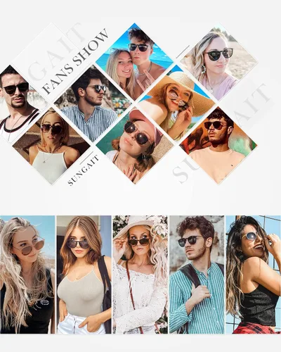 Miniatura 2 de SUNGAIT Gafas de sol redondas vintage para mujeres y hombres, estilo clásico retro