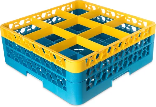 Miniatura 115 de Carlisle FoodService Products RG9-214 OptiClean Estante de vidrio con 9 compartimentos con 2 extensores, 7.12 pulgadas, polipropileno, azul