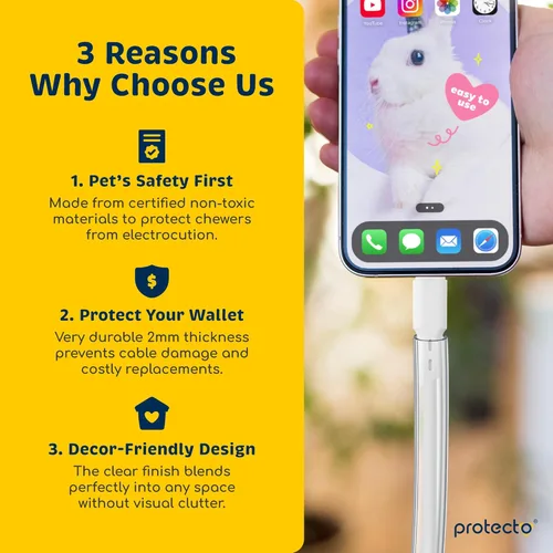 Miniatura 2 de PROTECTO Protector de Cables Resistente para Perros y Gatos, Funda Larga de 10 Pies, Cubierta de Cable de 1/2 Pulgada Fácil de Usar para Mascotas