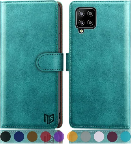 Miniatura 7 de SUANPOT Funda de piel tipo cartera para Samsung Galaxy A12 con bloqueo RFID, tarjetero para tarjetas de crédito, funda de teléfono con tapa a prueba