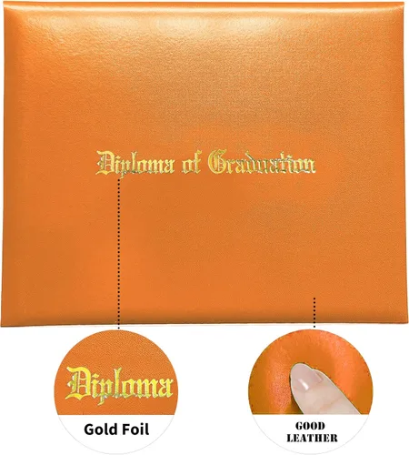 Miniatura 4 de MyGradDay Cubierta de diploma impresa 8.5x11 titular del diploma de graduación cubierta de cuero liso tamaño carta naranja