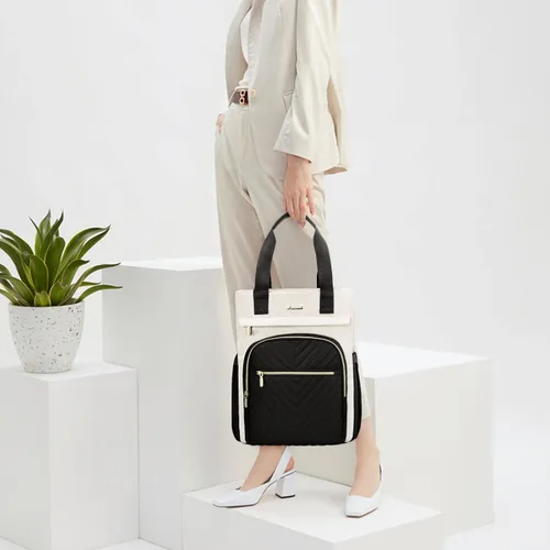 Miniatura 6 de LOVEVOOK Mochila para computadora portátil para mujer, bolsa de trabajo de 15.6 pulgadas, bolsa de computadora de trabajo y negocios, bolsa ancha