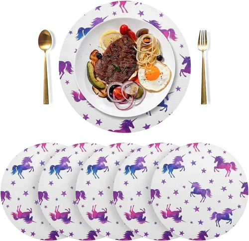 Miniatura 3 de Vibrant Unicorns Table Placemat, Non Slip Heat Resistant Place Mats for Wood Table for Kitchen one sizex1
