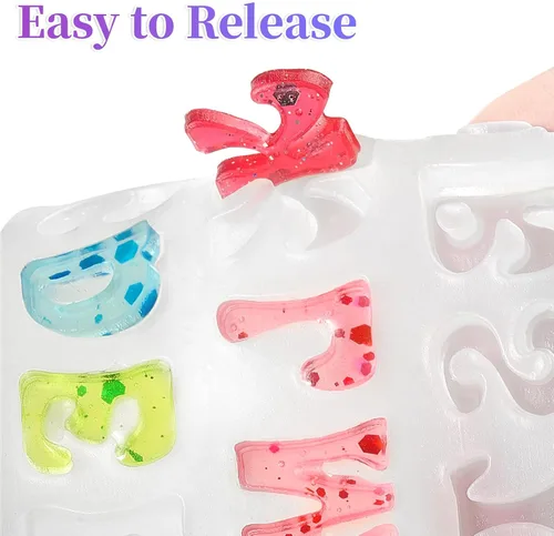 Miniatura 4 de 3 moldes de silicona para letras, moldes antiadherentes para fondant de números y letras para chocolate, dulces, decoración de pasteles, decoración