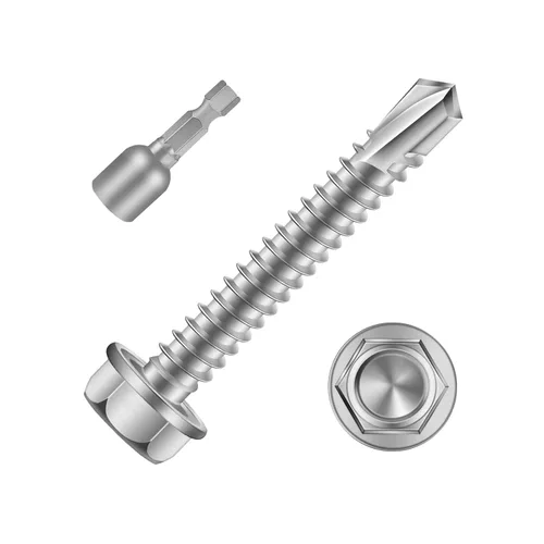 Miniatura 15 de Mellewell Tornillos autoperforantes con cabeza hexagonal de 1/2 pulgada, tornillos de chapa autoperforantes, acero inoxidable 410, 100